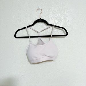LULULEMON / pink & white striped power Y bra size 6